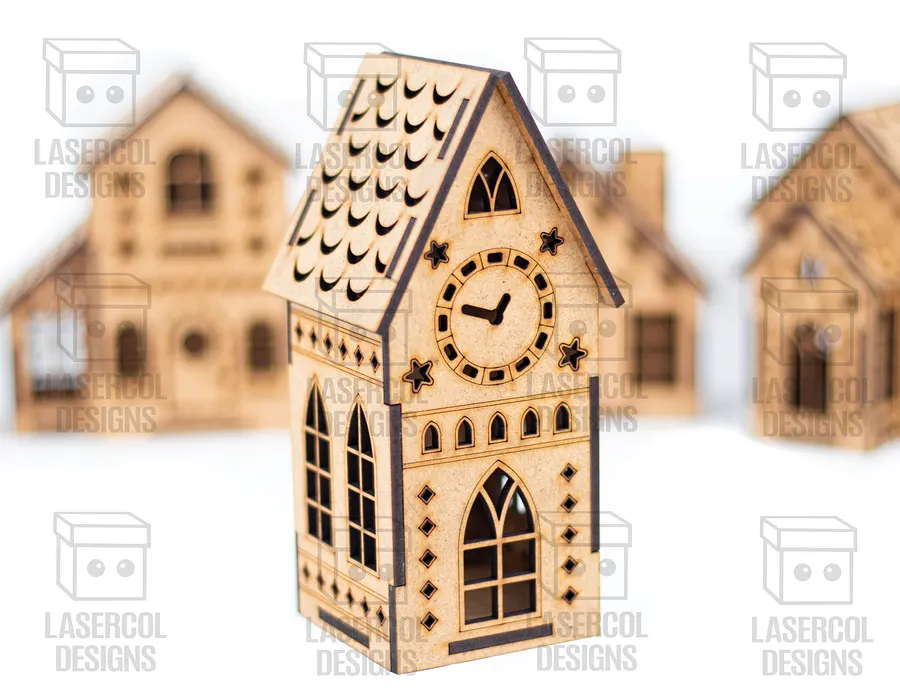 Christmas Houses Set 2 (5 Styles) - Laser Cut Files product image (7)