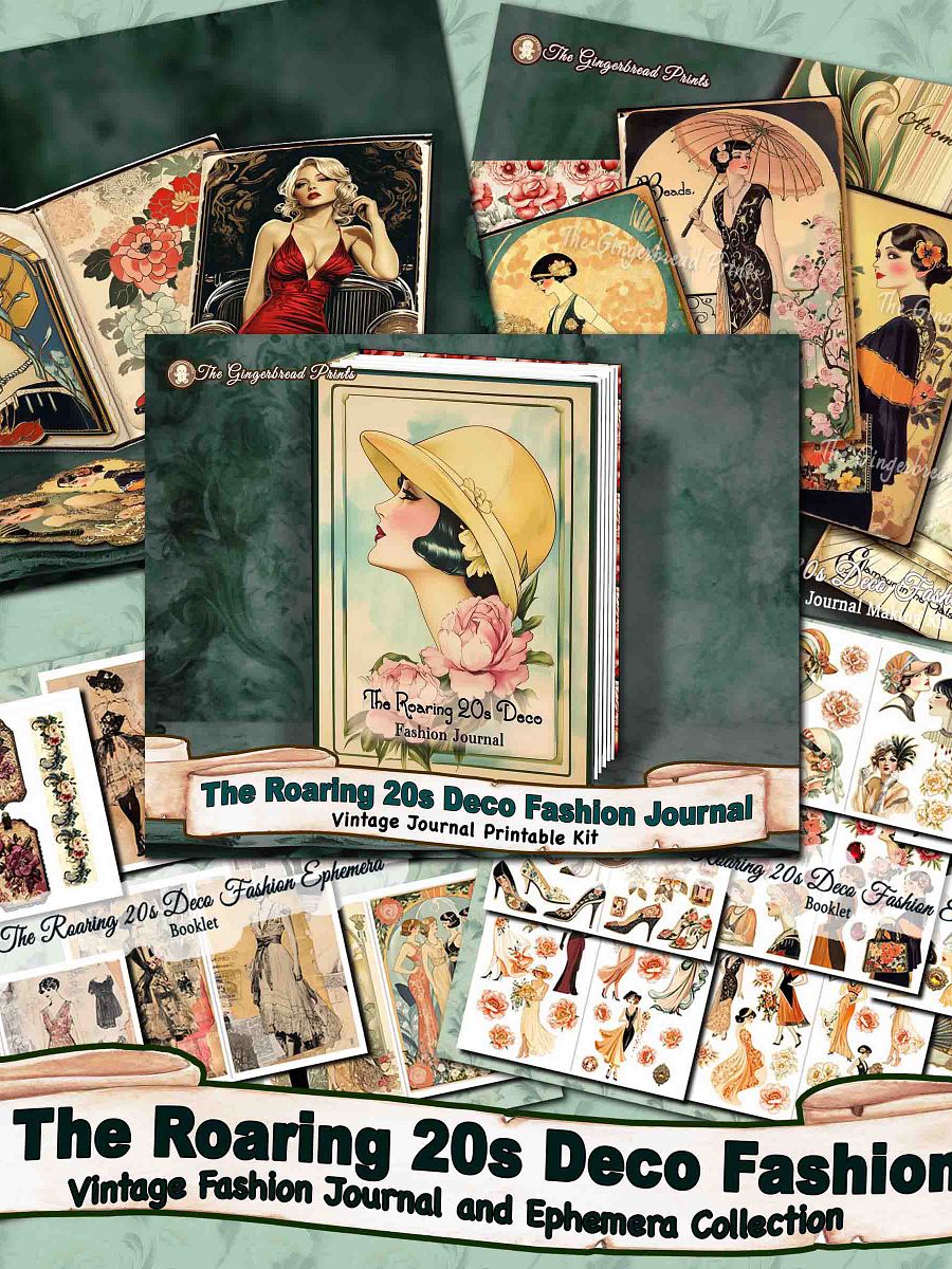 The Roaring 20s Deco Fashion Journal + Ephemera Jumbo kit Digital Download product image (1)