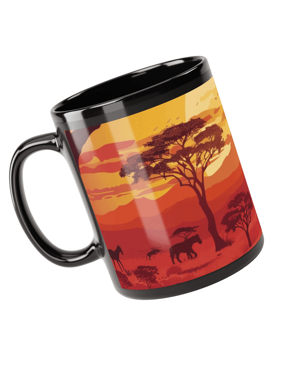 African Sunset Black Glossy Ceramic Mug by Treasure Pie product image (5)