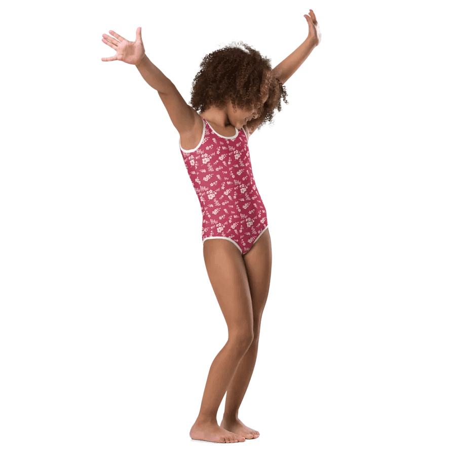 Cherry Blossoms on Magenta Kids One Piece Swimsuit product image (9)