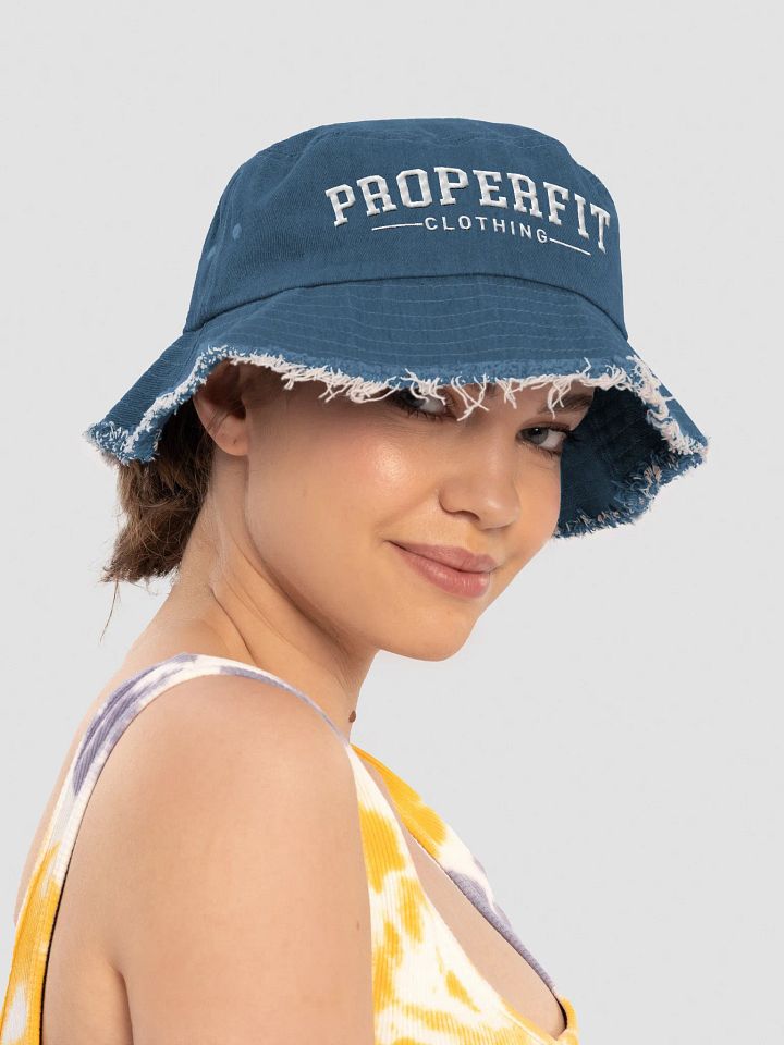 Barcode Chic Distressed Denim Bucket Hat product image (1)