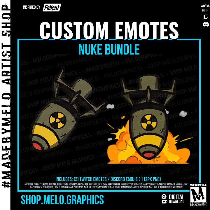 Nuke - Twitch Emote/Discord Emoji Static Bundle 2pk | #MadeByMELO product image (1)