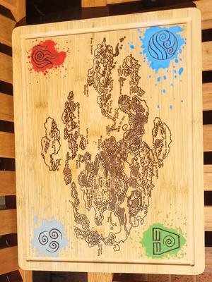 The World of Avatar the Last Airbender  🔥 💧 🪨 🌬  - Handmade Pyrography Dimensions: W36 x H26 x D2.3cm #thelastairbender #anime #map #avatar #handmadewithlove 