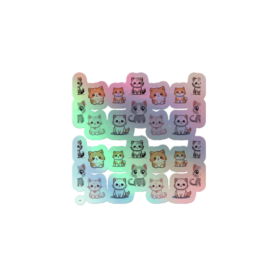 Whimsical Cat Party Holographic Sticker Sheet product image (1)