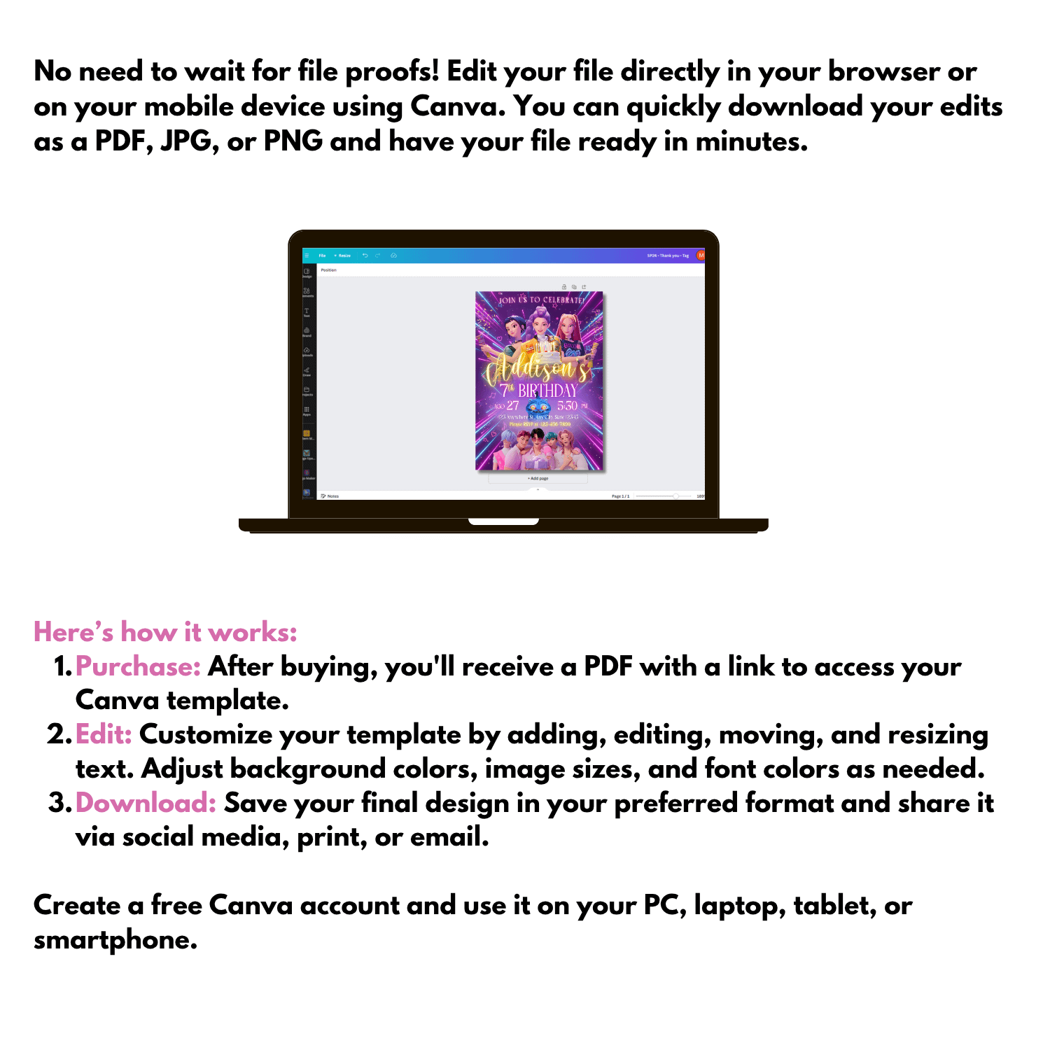 K-Pop Demon Hunter Birthday Invitation product image (5)