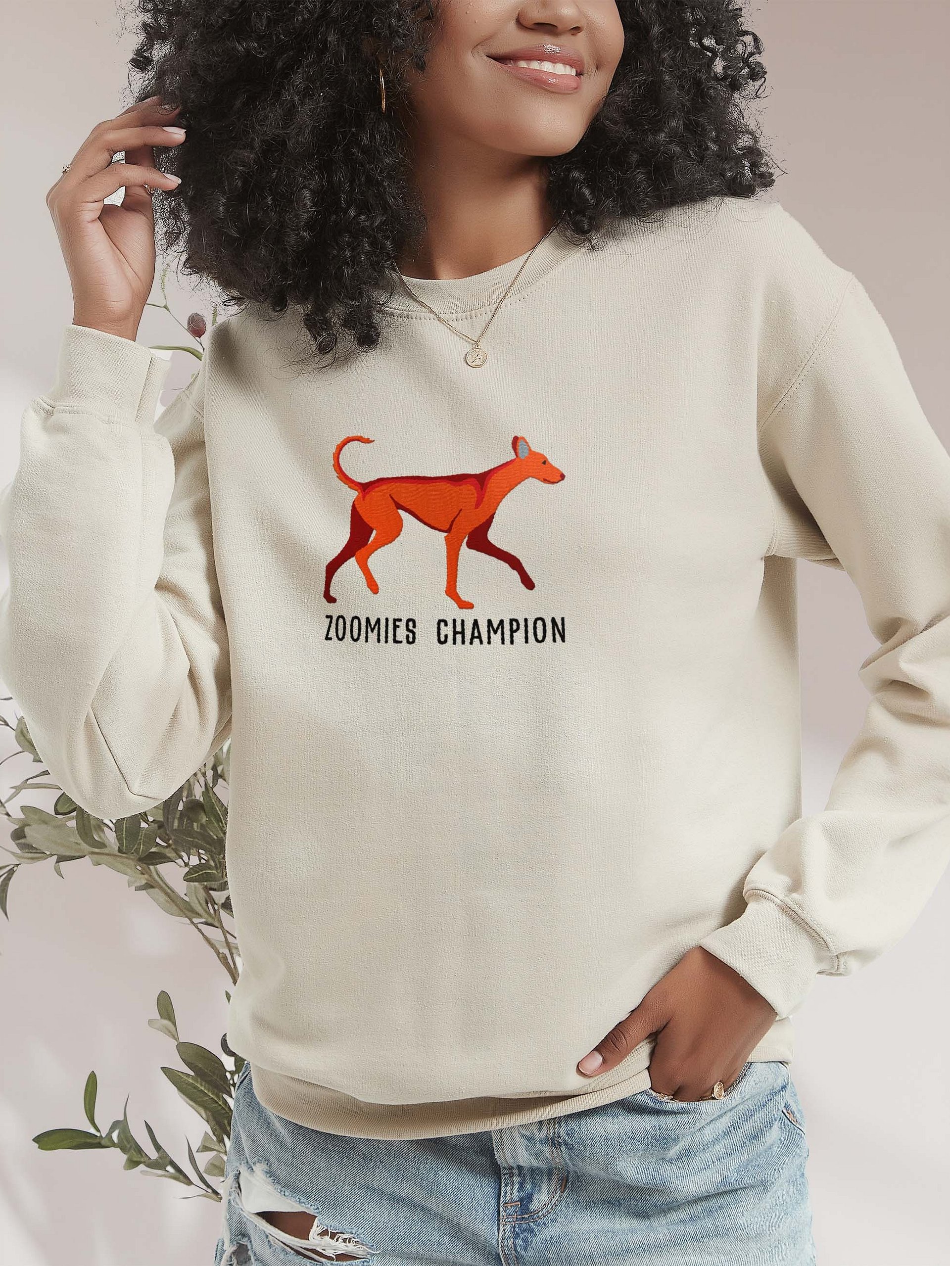 Zoomies Champion Sweatshirt (Embroidered) of an Ibizan Hound(Red) product image (2)