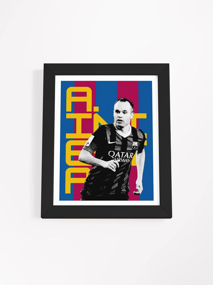 Andrés Iniesta BW Barcelona Name Art Framed Print product image (1)