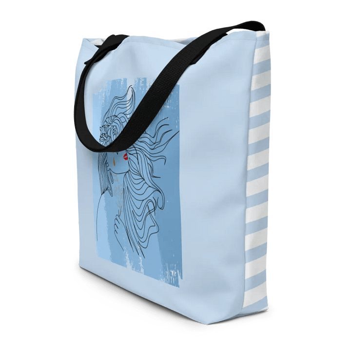 All-Over Print Large Tote Bag w/ Pocket - Girl on Black Lining product image (1)