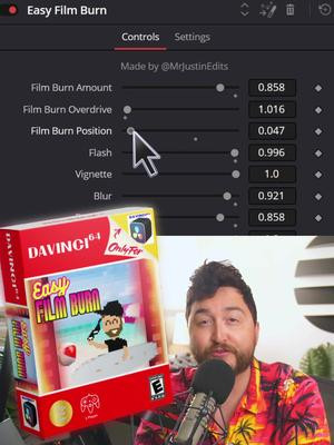 Easy Film Burn for Davinci Resolve. This might be my new favorite tool because of how fun it is!! What started out as a simple gradient driven film burn…has become a crazy drag and drop B-Roll sequence generator! 🤯 Available in my shop⚔️
