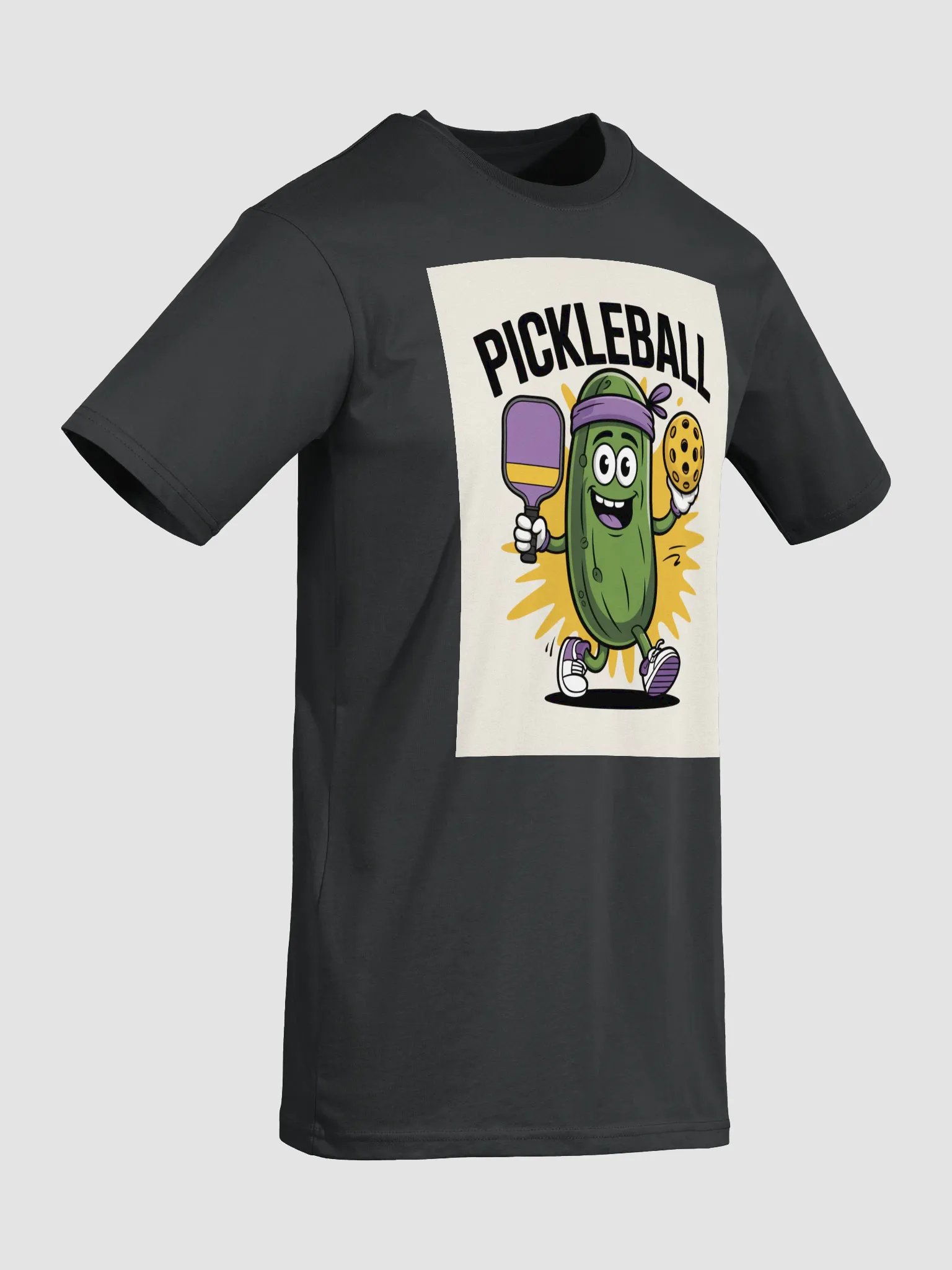 "Pickleball Power" Cartoon Pickle Tee – Maroon Smash Edition product image (11)