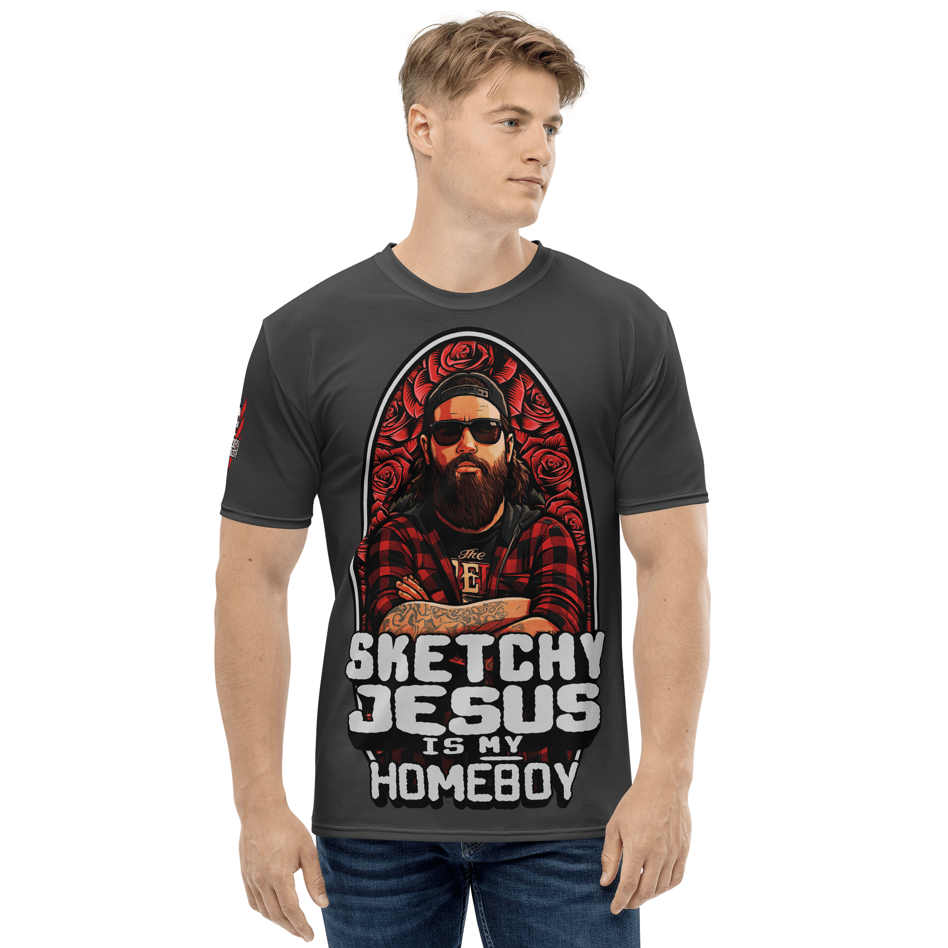 "Sketchy Jesus Is My Homeboy" All Over Print T-Shirt product image (1)