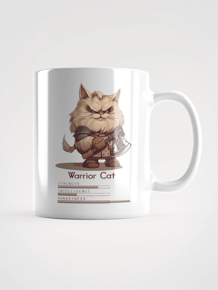 RPG Warrior Cat white ceramic mug 11oz 15oz 20oz for gamers and cat lovers product image (3)