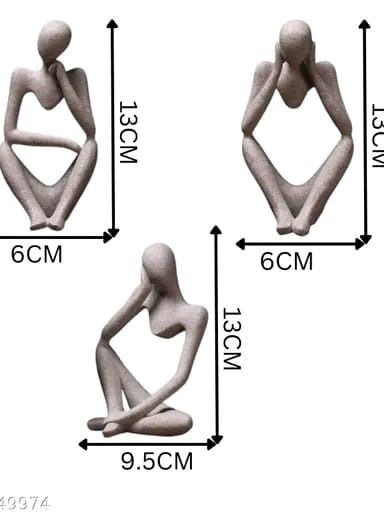 Bloture_ Art collection. Set of 3, Sandstone Resin Thinker Statue Ornaments_Abstract Style Sculpture. product image (4)