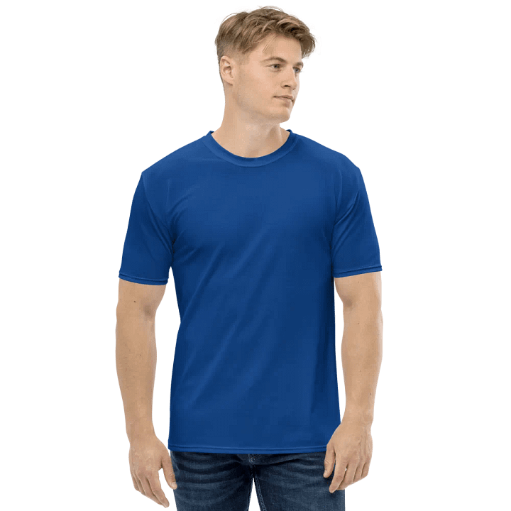 Plain Navy-Blue Light Summer Men's Crewneck Polyester Heavyweight Premium T-Shirt by Treasure Pie product image (1)