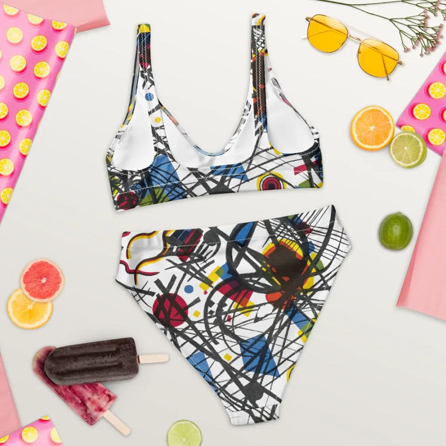 Abstract Lithographic Pattern Design High Waisted Bikini - V3 product image (7)