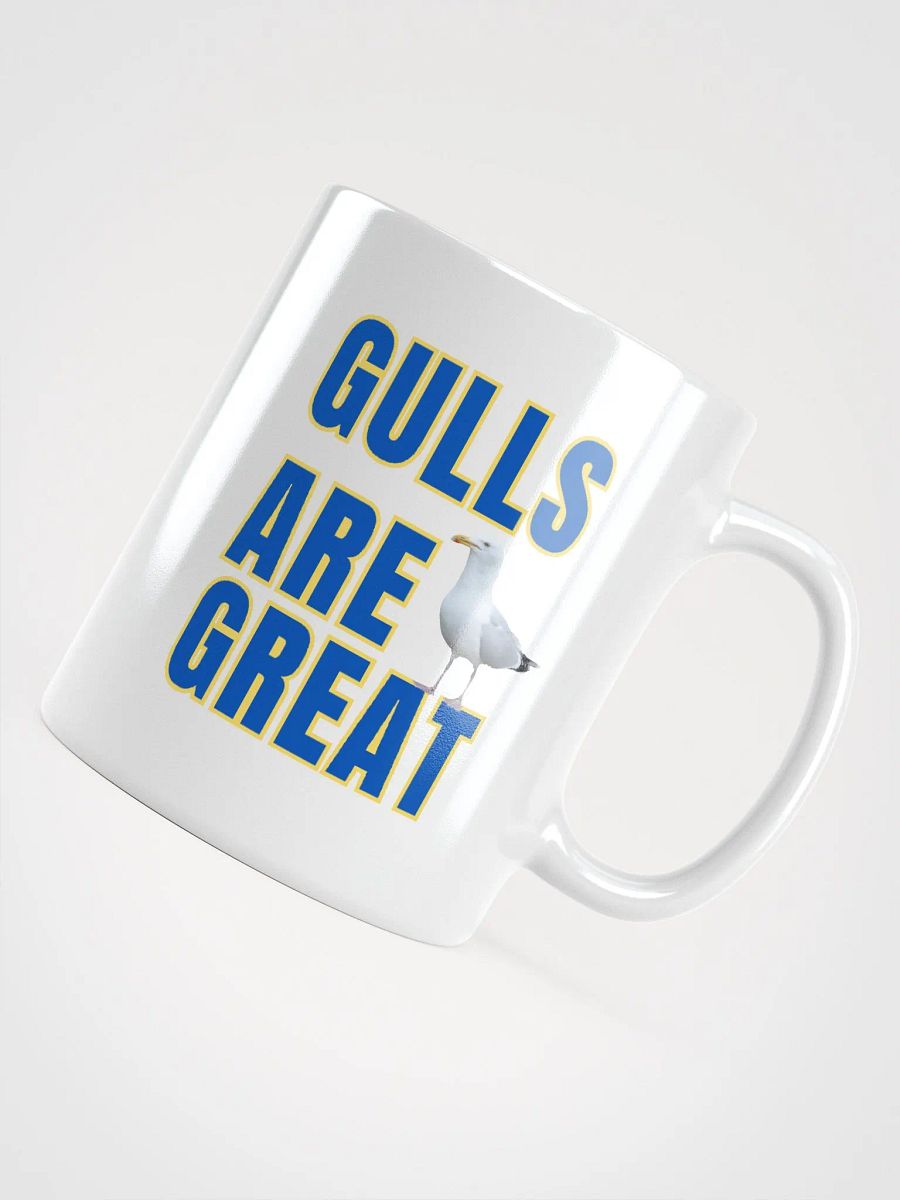 GULLS ARE GREAT Glossy White Mug with Blue Text product image (8)