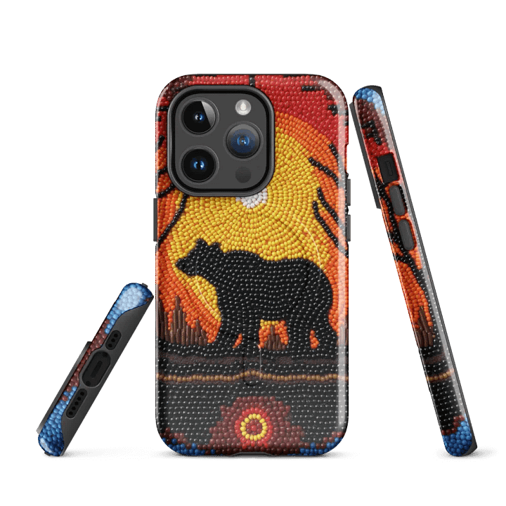 Bear Sunset Faux-Beaded Mosaic iPhone Case product image (3)