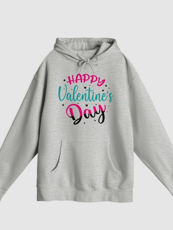 Happy Valentine's Day Pullover Hoodie (Front Only, Black Text) product image (1)