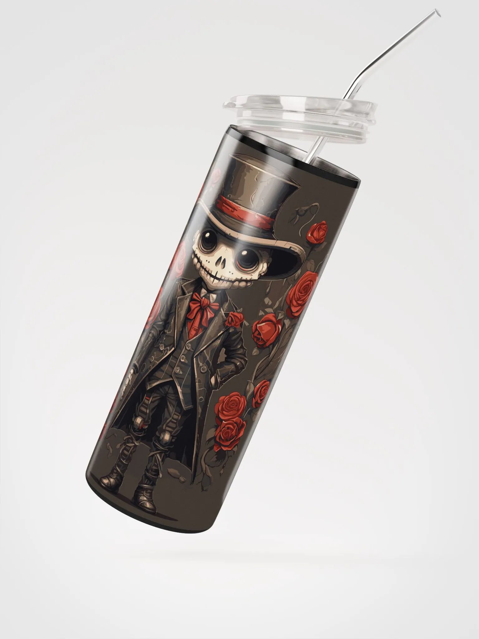 Gothic Romance: Skeleton & Roses Stainless Steel Tumbler for Valentine's product image (2)