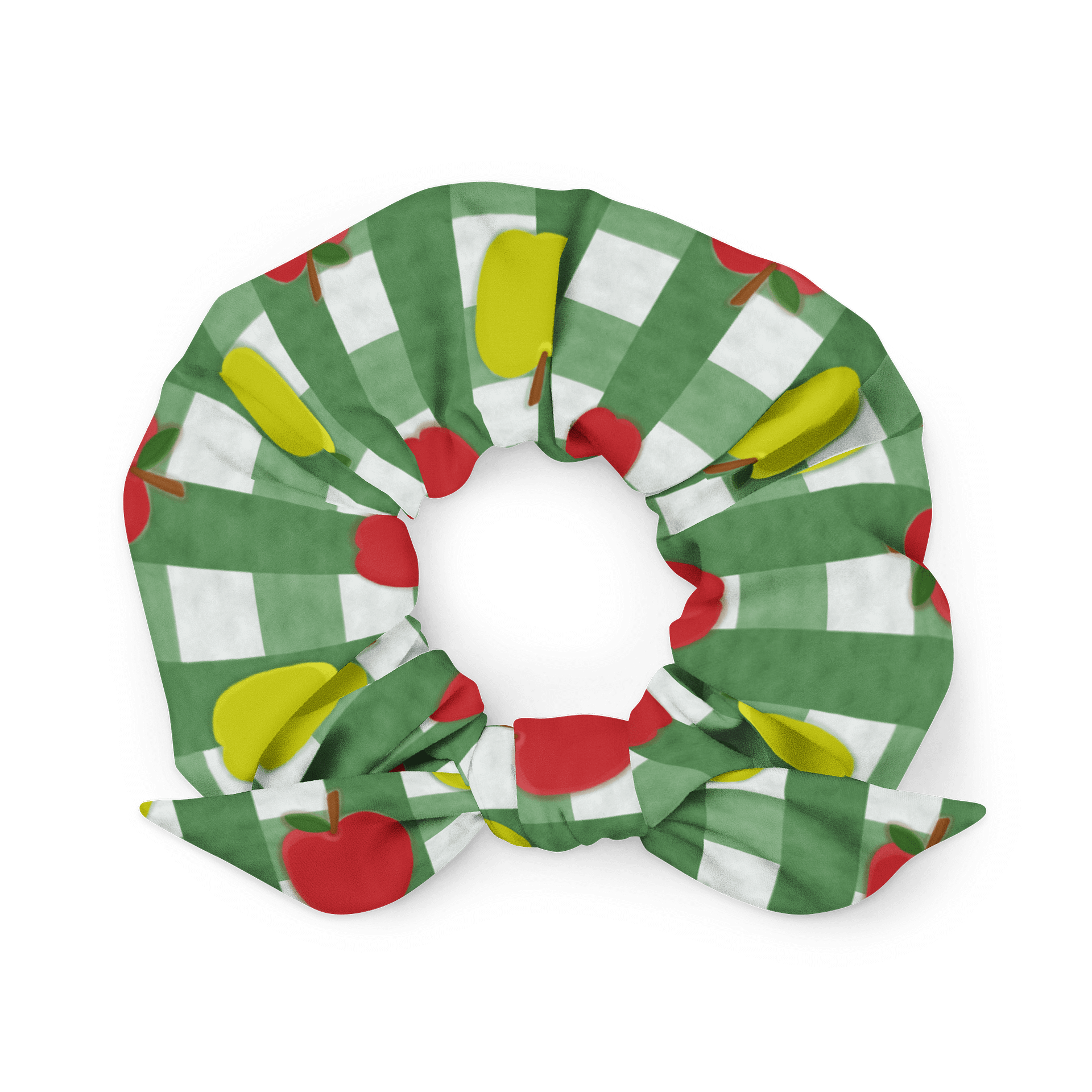 Apple Gingham Pattern-Green Background Scrunchie product image (1)