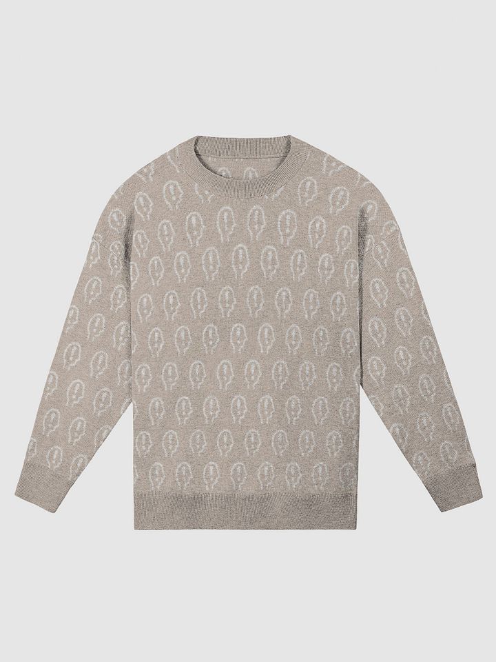 EXCLAIMING MENTALLY (repeating design, duotone tan) relaxed knitwear crewneck product image (3)