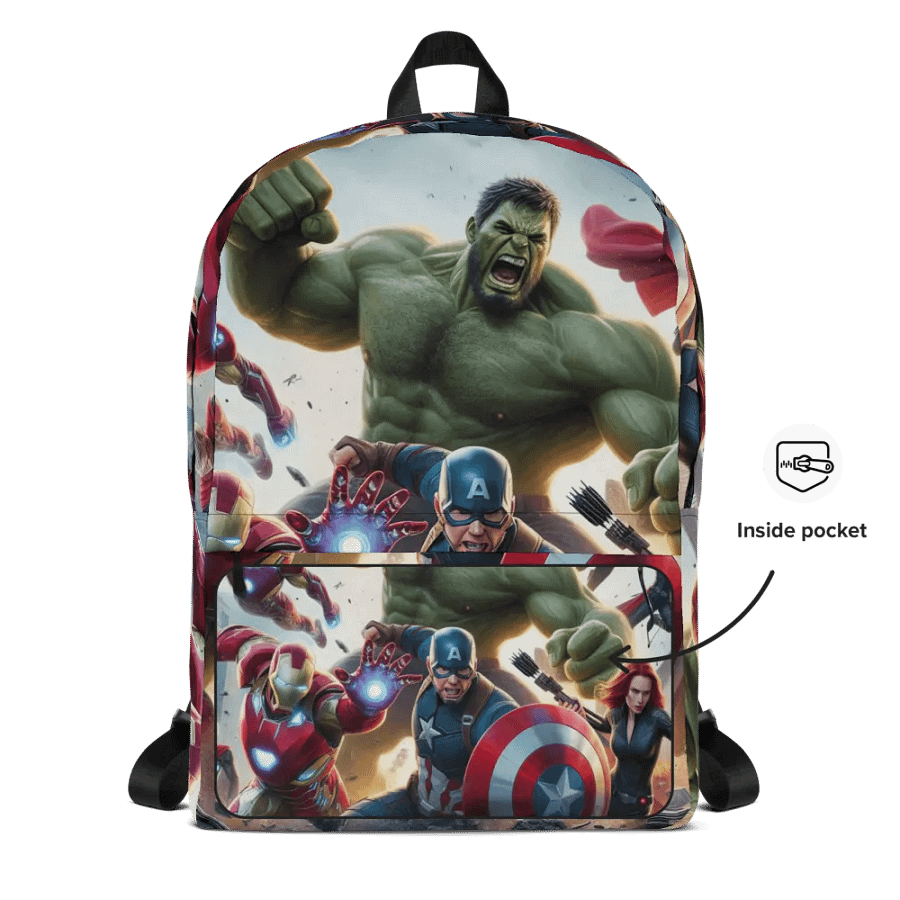 Dynamic Heroes All-Over Print Backpack 2 Zippers product image (4)