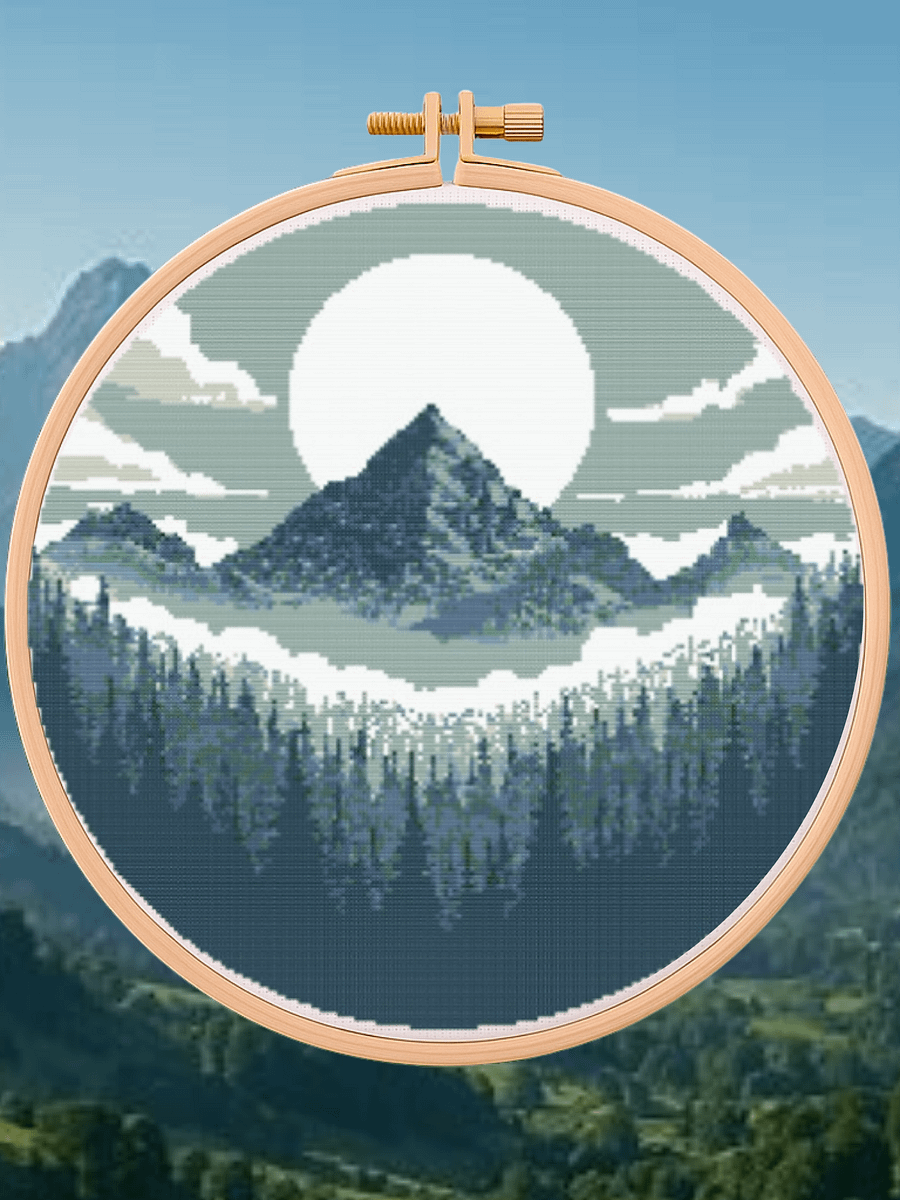 Scenic Mountain Cross Stitch Pattern product image (1)