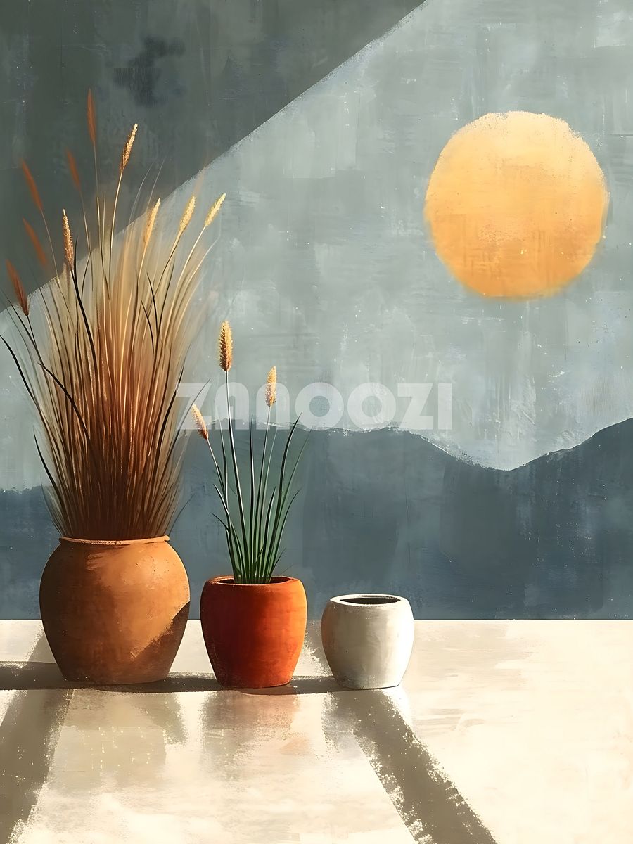 Threefold Serenity: Abstract Vase Art product image (1)