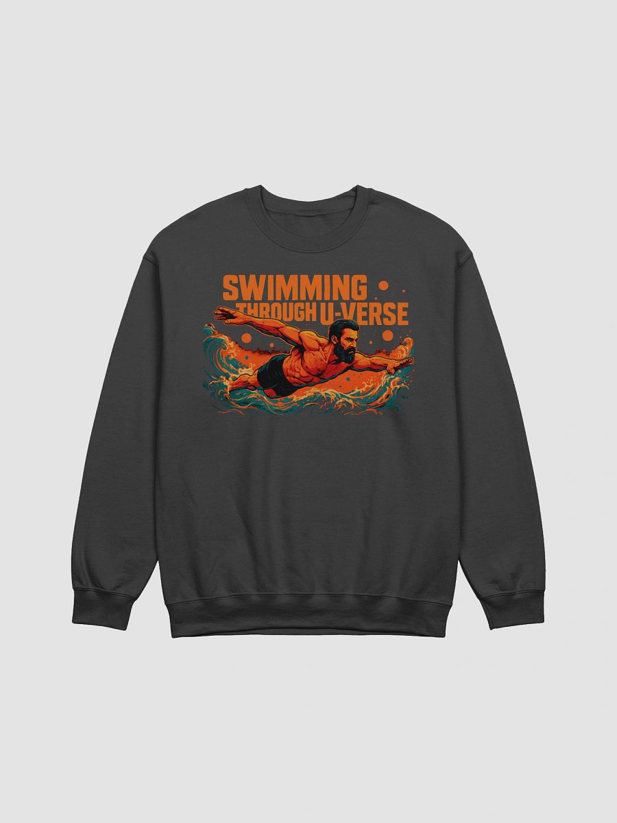 Orange-Hued Cosmic Journey: 'Swimming Through U-Verse Sweatshirt product image (3)
