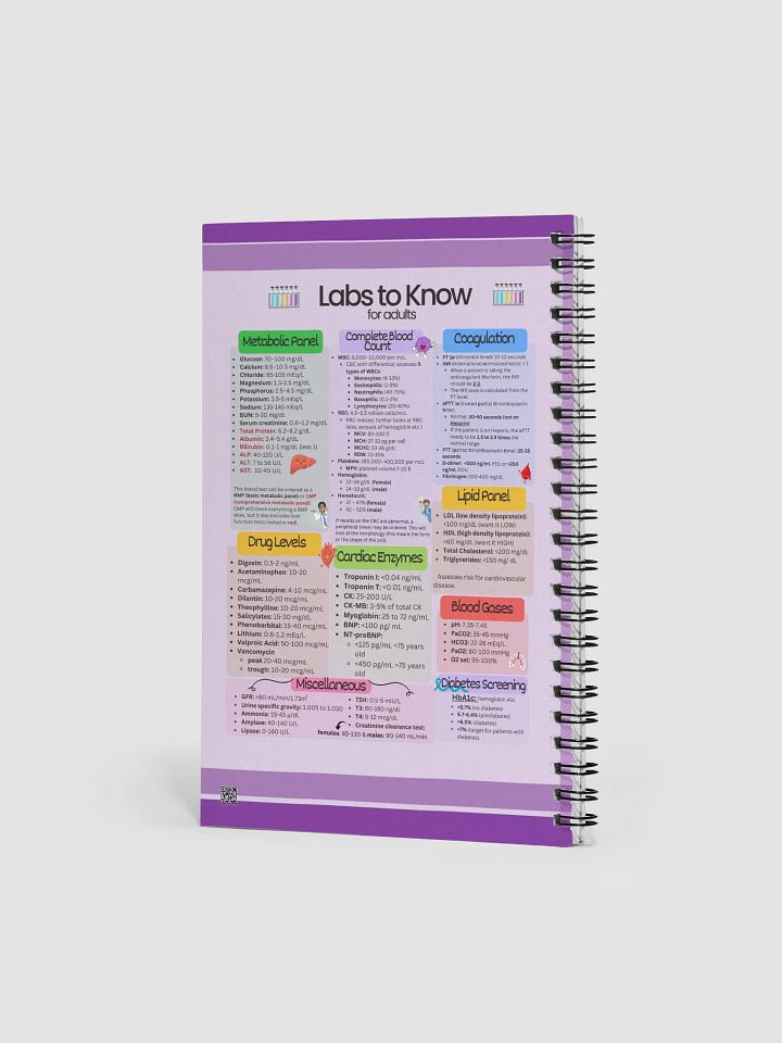 Nursing School Clinical Notebook with Lab Value Reference Ranges product image (2)