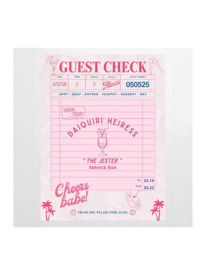 CHECK PLEASE! DAIQUIRI STICKER product image (1)