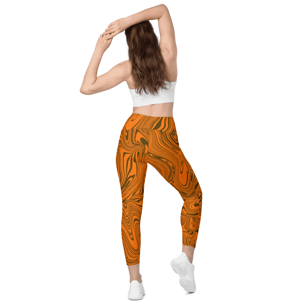 Leggings with Pockets - Abstract Orange Swirls product image (6)