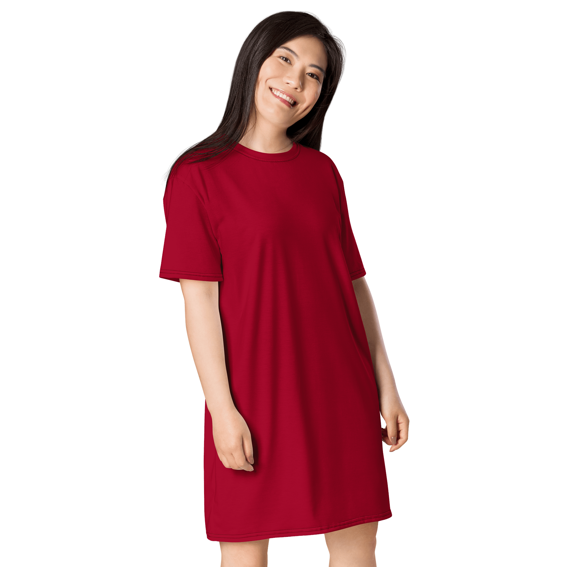 Carmine Oversized T-Shirt Dress | Stretchy Fabric | Casual or Formal Style | Sizes 2XS-6XL | Exclusive Design product image (4)