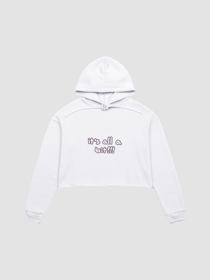 “It’s all a bit!!!” (lined design, #8D778F) fleece cropped hoodie product image (30)