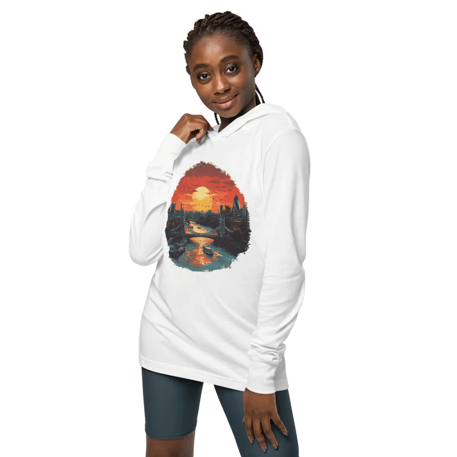 London Sunset Unisex Hooded Tee – Tower Bridge & City Lights product image (4)