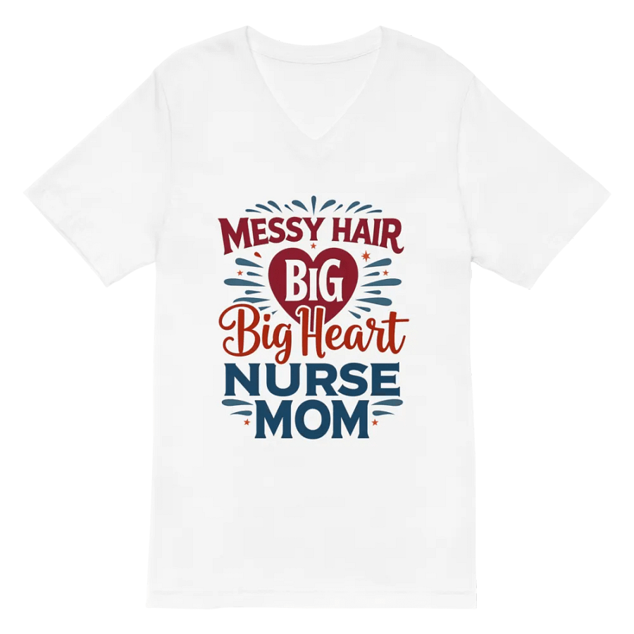 Messy Hair, Big Heart, Nurse Mom V-Neck Tee product image (6)