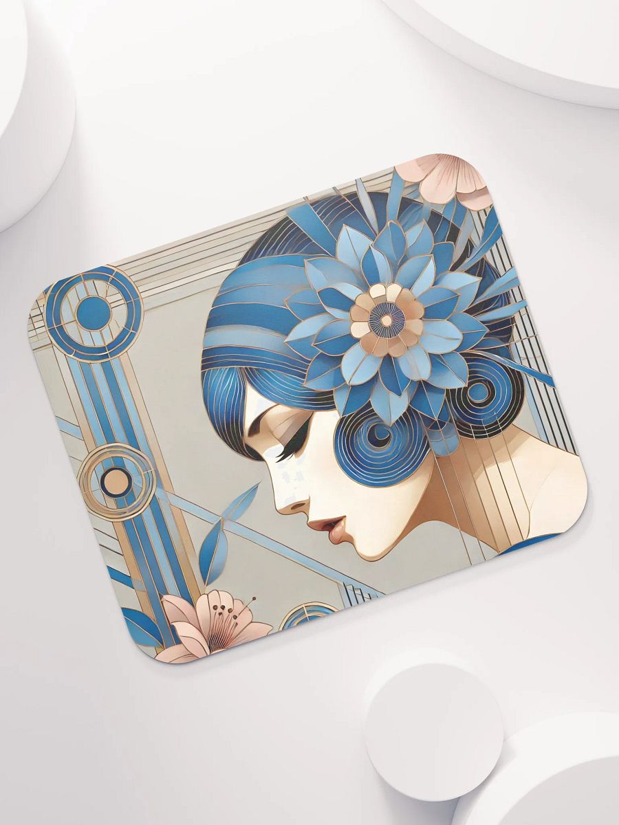 Art Deco Blue Floral Mouse Pad product image (7)