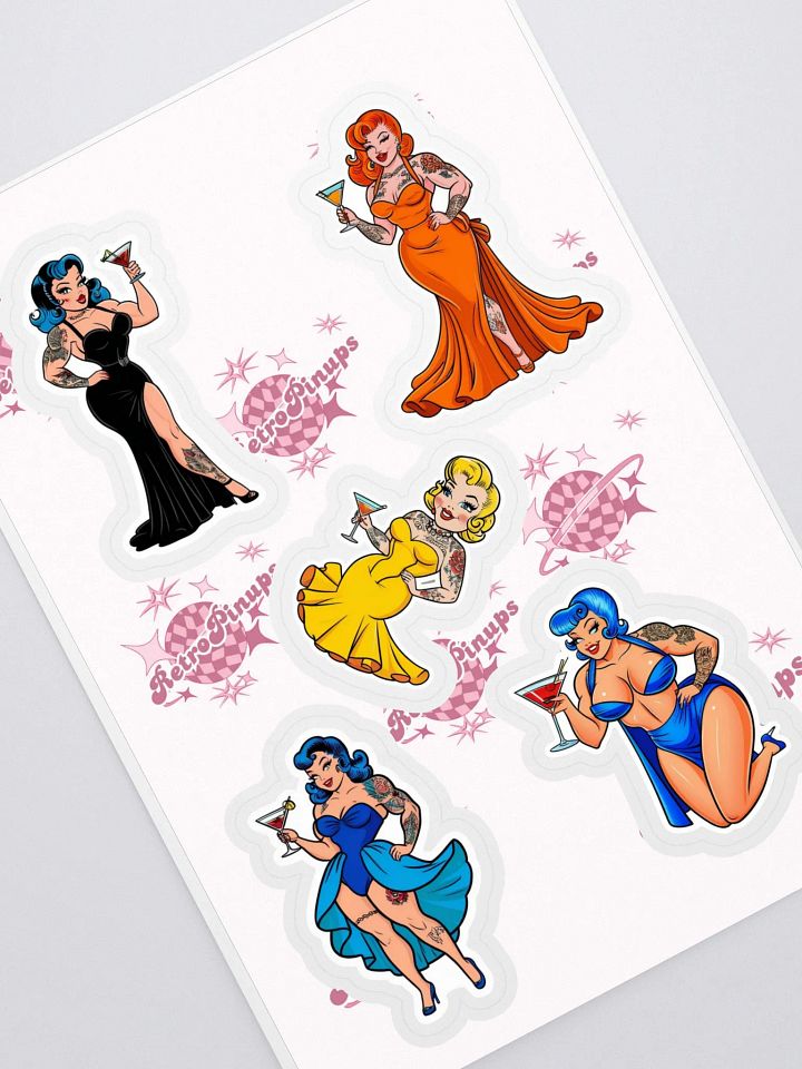sticker sheet tatted muscle pinup girls drinking martinis product image (1)
