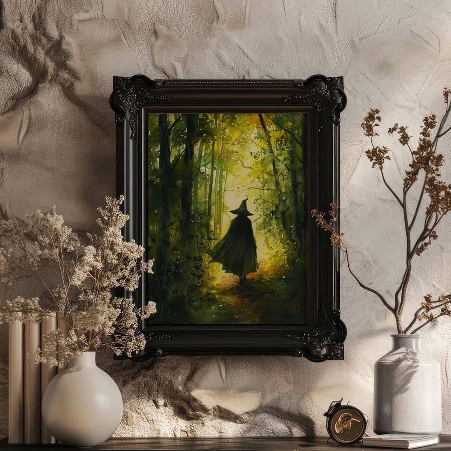 Watercolor Forest Witch Ethereal Art Print product image (23)