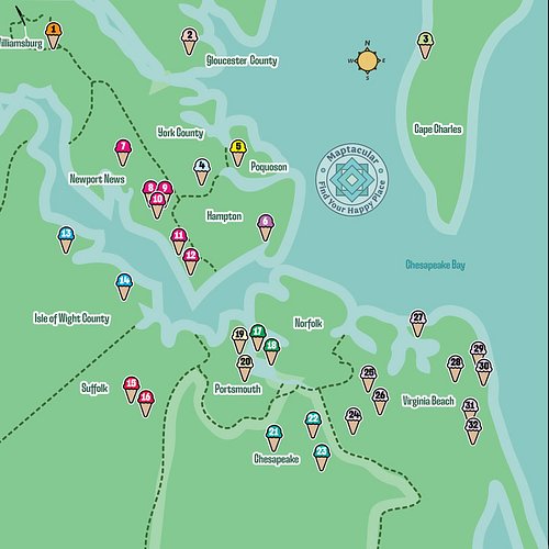 July is #nationalicecreammonth, so to help you prepare we’ve created this ice cream map of #hamptonroads highlighting 32 loca...