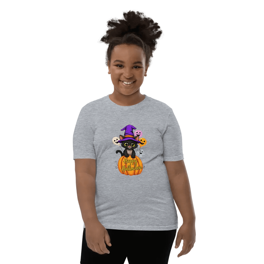 Witchy Sitting Pumpkin Cat Youth T-shirt product image (10)