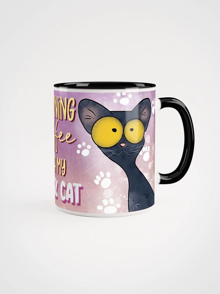 Morning Coffee With My Black Cat Accent Mug product image (1)