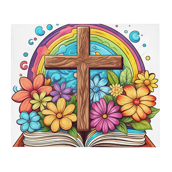 Beautiful Wooden Cross & Floral Throw Blanket product image (13)