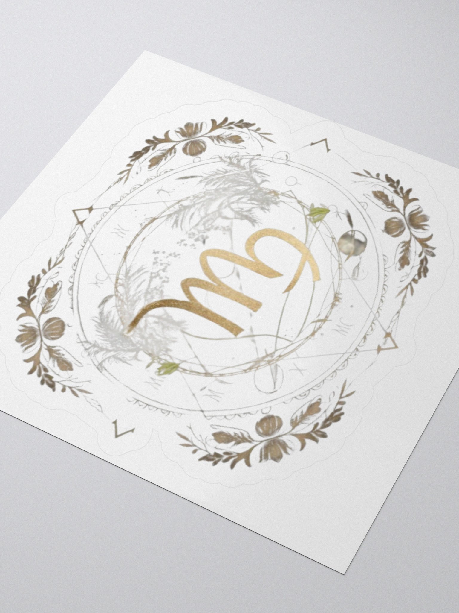 Virgo Zodiac Sticker - Maiden with Wheat & Floral - Durable Vinyl product image (8)