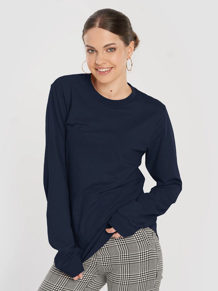 Plain Color Navy Blazer Long Sleeve T-Shirt product image (1)