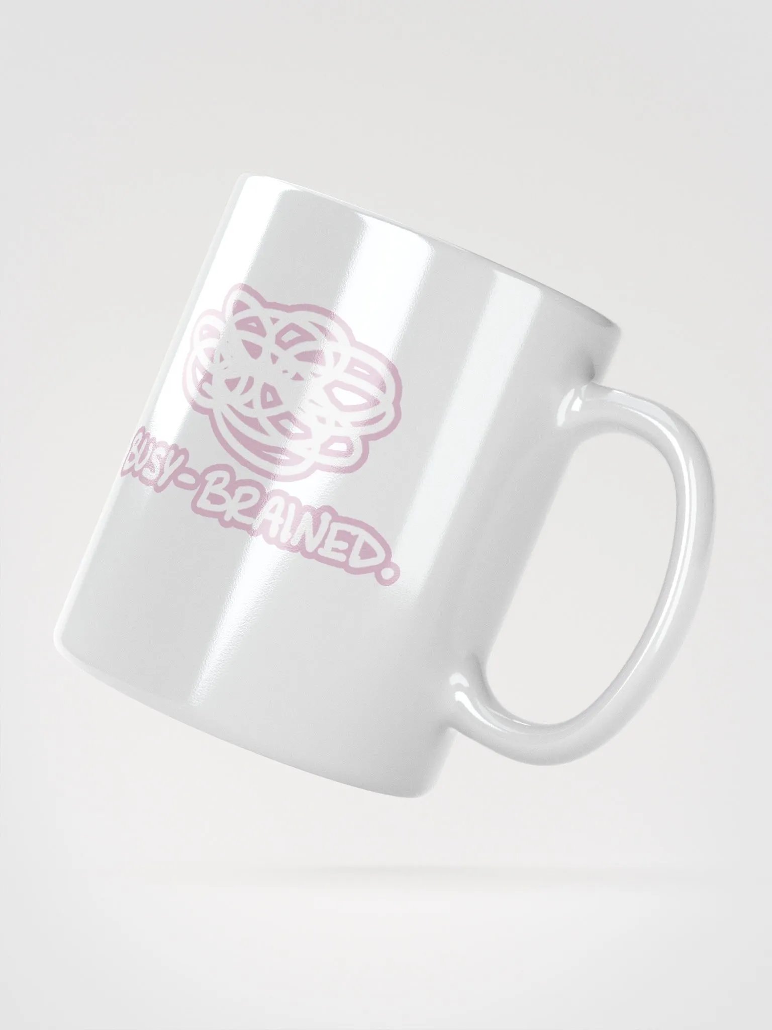 BUSY-BRAINED (lined design, #E1B9CE) glossy white mug product image (3)