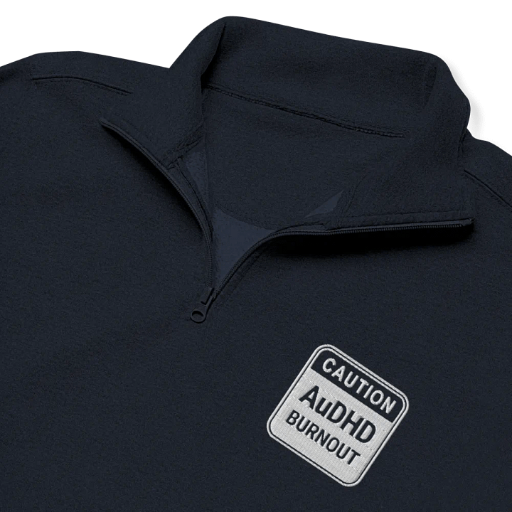 CAUTION: AuDHD BURNOUT (white outline) embroidered quarter zip product image (11)