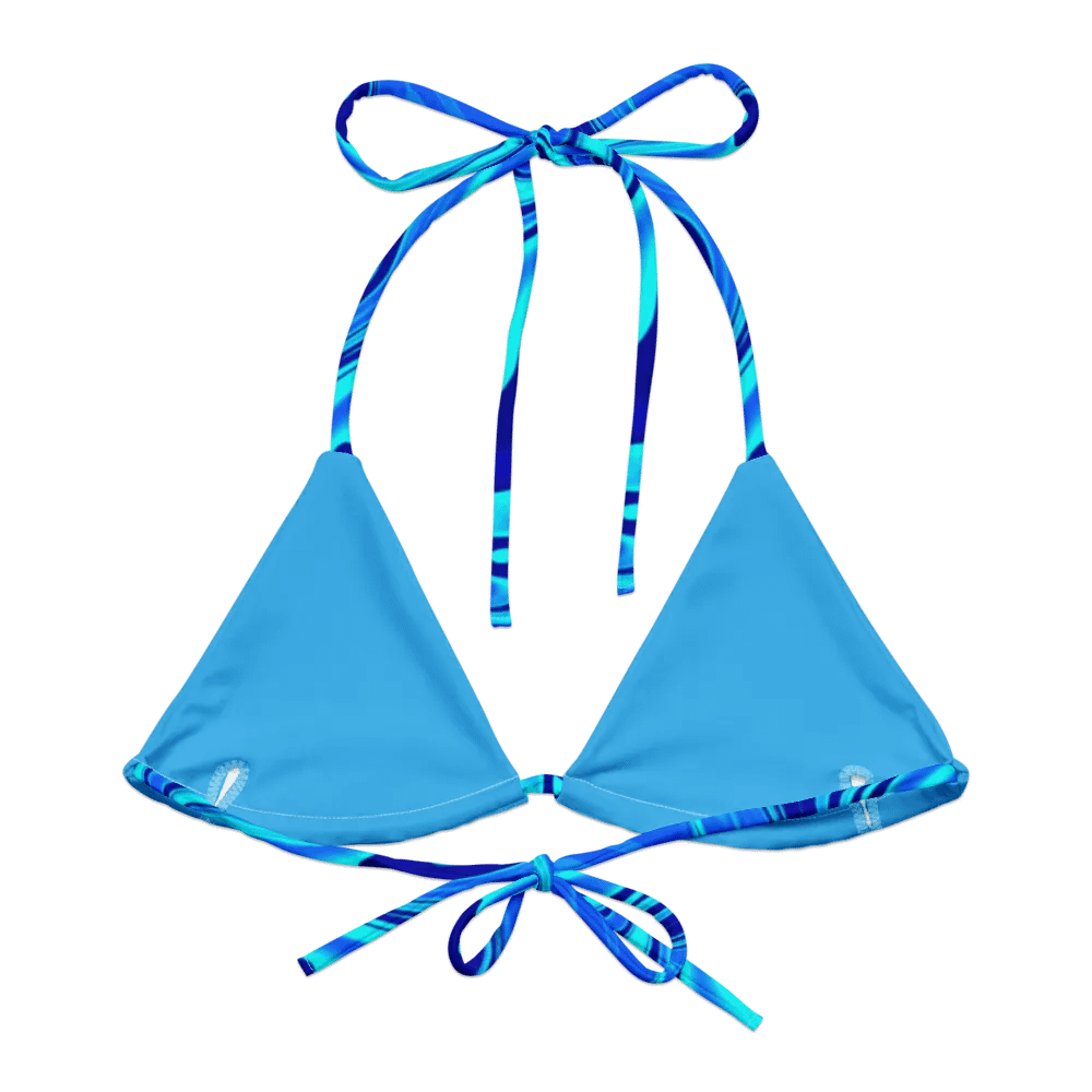 Padded String Bikini Top - Light and Dark Blue Digital Fluid Art product image (7)