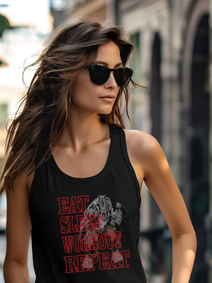 Fitness Shirts Gym Eat Sleep Workout Repeat product image (2)