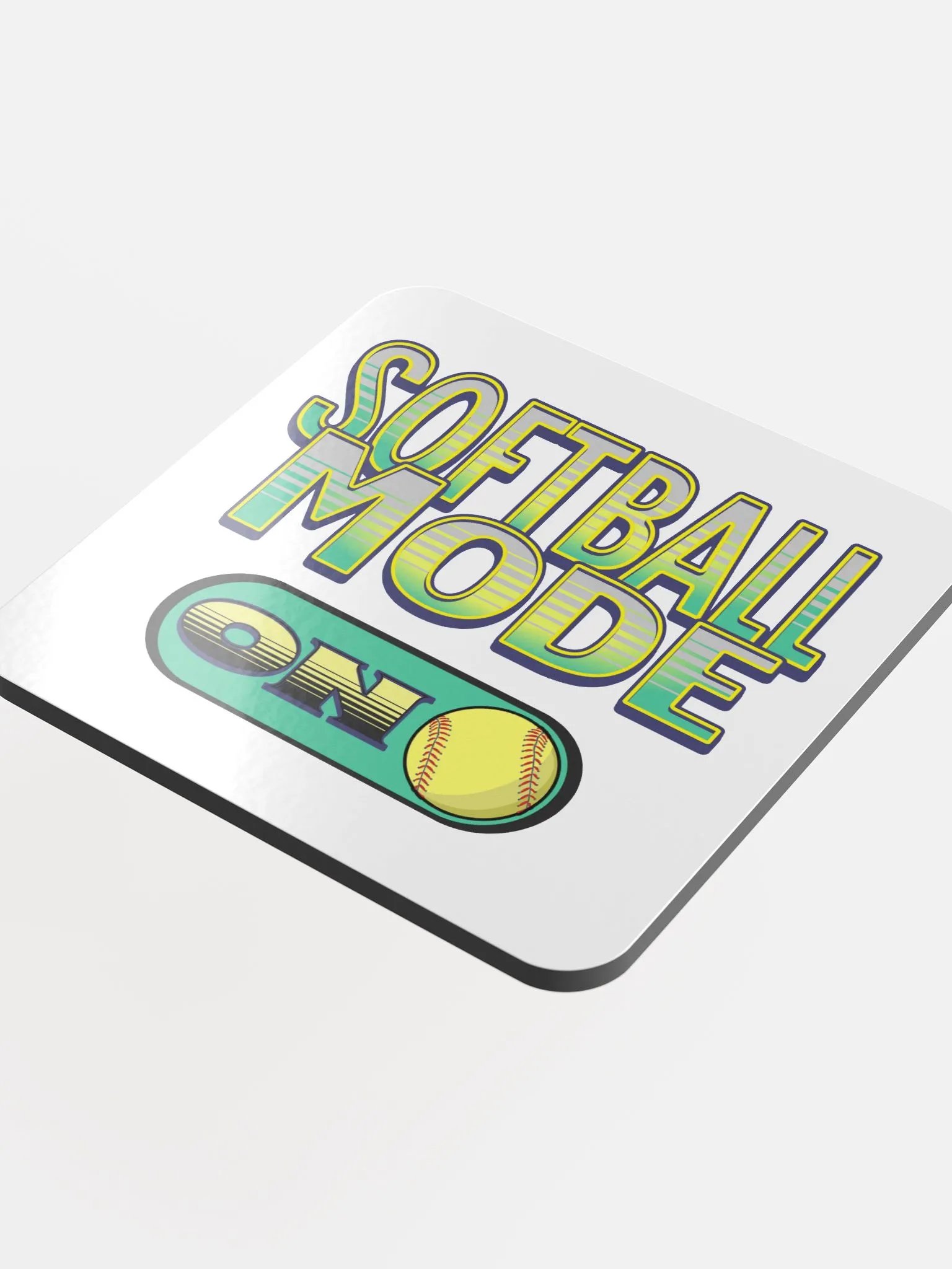 Softball Mode On Glossed Cork Coaster product image (1)